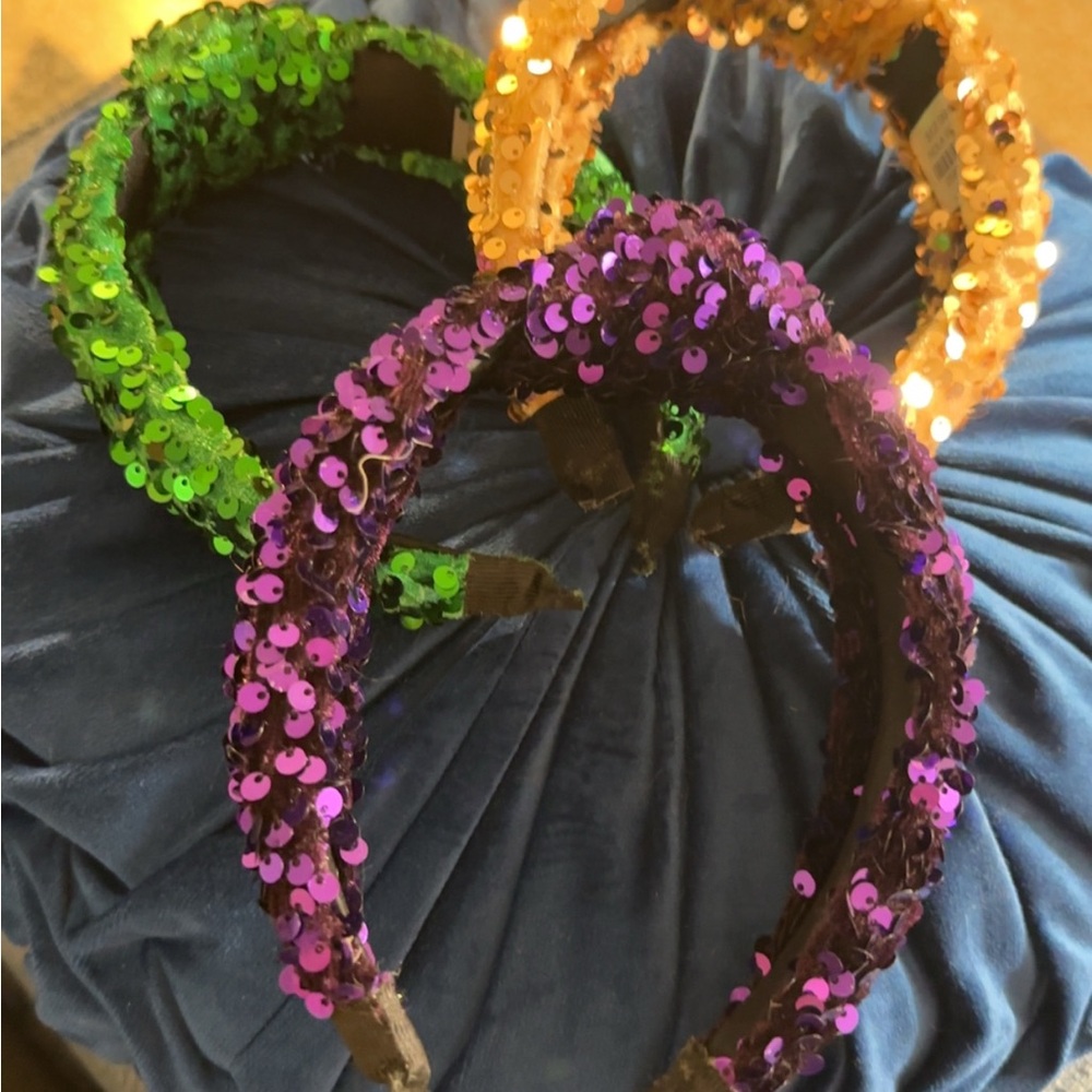 Sequin Headbands in Green, Gold, and Purple
